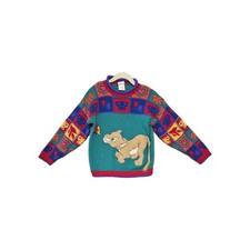 90's Vtg Disney Store Kids Rolled Neck Knit Lion King Nala 3D Colorful Sweater 7