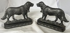 VINTAGE PAIR OF SAINT BERNARD  MANTELPIECE OR FIRE DOGS     CAST IRON