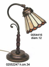 Lampe De Table En Laiton Brunie Avec Verre Tiffany Abat-Jour Chambre À Coucher