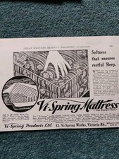 Kvc81 ephemera 1930s Advert vi Spring Mattress Ltd Willesden