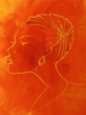  African Woman's Head2: Small Oil Painting Signed And Unframed, 2003.