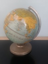 Rare Vintage 1950s Old French Globe World Map