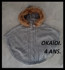 Poncho OKAIDI gris taille 4 ans