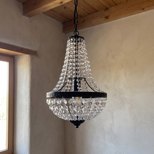 Lustre cristal suspension noir - lustre,
