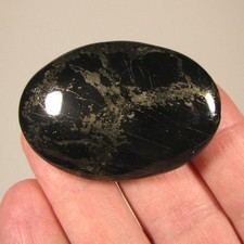 50mm Schiefer PYRITE in SCHIST Gemstone Polished Palm Stone - Harz, Germany