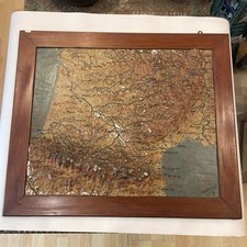 Relief map South of France, signed Alabert 