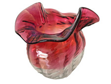 Vase Fenton, canneberge, opalescent , opaline  H14cm verre soufflé art glass