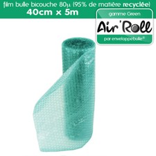 Rouleau de film bulle d'air RECYCLE largeur 40 cm x longueur 5 mètres - GREEN