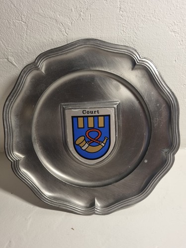 Assiette etain deco signé - en,