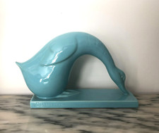 DESBARBIEUX goose sculpture ART DECO earthenware signed ceramic SAINT CLEMENT 26 cm