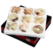 UMAID Onyx Marble Tic Tac Toe Game 10x10 Premium Handcrafted in Velvet Gift Box