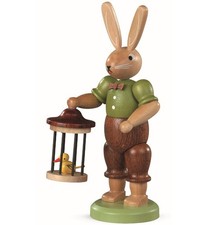 Lapin de Pâques, homme avec cage à oiseaux, hauteur 11 cm, multi.. MU 42143 neuf