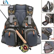 Gilet de pêche à la mouche Maxcatch, multi poches et taille ajustable