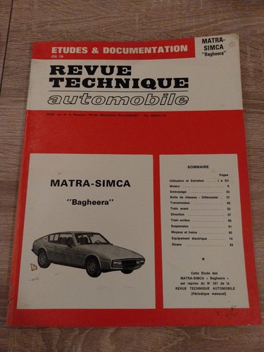 Revue technique matra simca - revue,