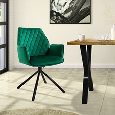 Chaise salle à manger vert foncé velours pivotant fauteuil position automatique