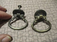 2 Anciennes Poignées de Porte ou Tiroir Voir Boite Meuble Vitrine Bouton Bronze 