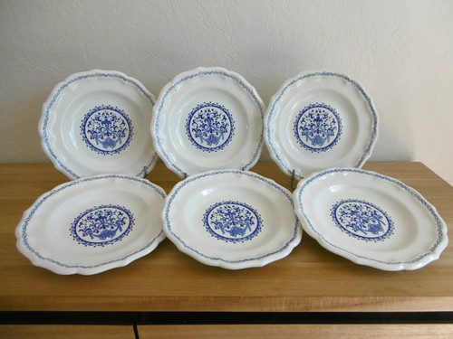 Six assiettes creuses faience - six,