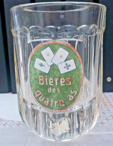 Chope verre 20éme - chope, emaille