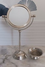Miroir pivotant double face avec le porte savon: métal argenté