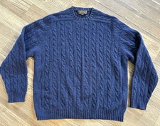Brooks Brothers Vintage Cable Knit Sweater 100% Shetland Wool Sz L