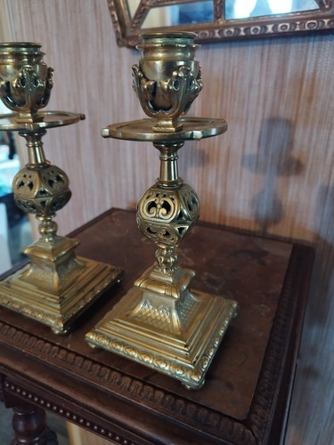 Paire bougeoirs bronze - paire,