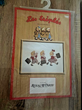 kit complet canevas Les Triplés neuf avec fils toile aïda 43 x 38cm