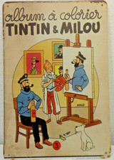 PLAQUE METAL Tôlée VINTAGE 20X30 BD TINTIN ET MILOU ALBUM  NF NVba