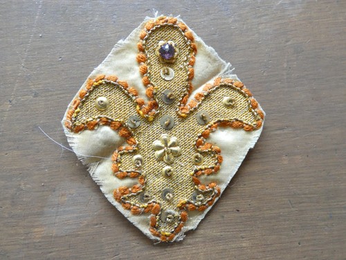 Antique hand embroidered fleur - antique,