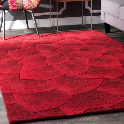Tapis rose rouge - , touffeté