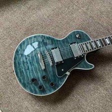 New Customized Electric Guitar Black Blue Flame Maple Top Gitaar Chrome Hardware