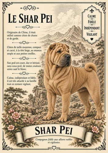 Affiche shar pei - a4,