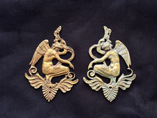 Parement en  Bronze Ange sur un nuage décor mobilier Empire 9,5cm x 6,5cm    19e