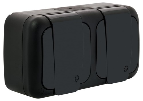 Prise double étanche t - étanche, 2p+t