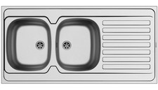 Évier D'Édition 120x60cm Inox Evier de Cuisine International Double 2 Lavabo