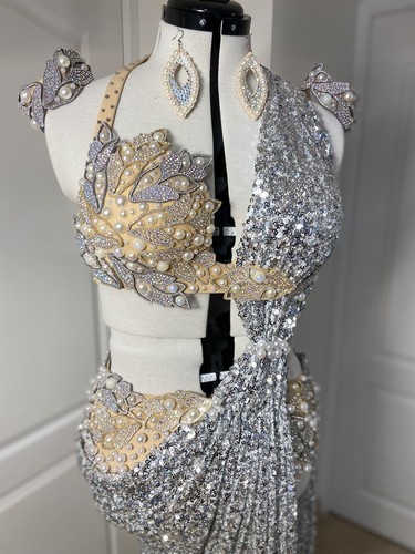 Costume danse orientale argent - costume,