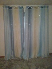 Blackout Curtains Room Star Hollow Decoration  Window Tulle Double Layer Curtain