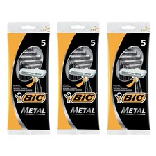 [899418-3] BIC Lot de 3 Pochettes de 5 Rasoirs METAL 1 lame pour barbes diffi...