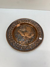Assiette en cuivre décors coq