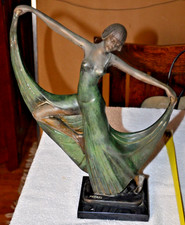VTG Art Deco Style Statue Sculpture Dancer Bronze Signed FAYRAL  15” high 12 “ W
