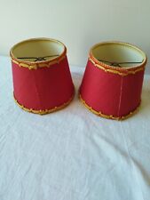 2 Antique Red & Gold Gallon Clamp Chandelier Lamp Shade Vintage 50’s 