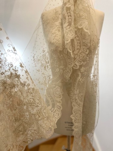 Antique embroidered tulle - antique,