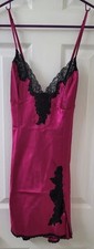 VTG NWOT FREDERICK'S OF HOLLYWOOD Nightie Chemise Slip Dress Fuschia Satin Large