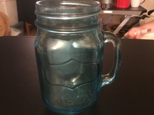 Blue glass pint size - blue, handled
