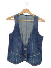  BENETTON Gilet de Costume Femme Jean Bleu Casual (EU 38)