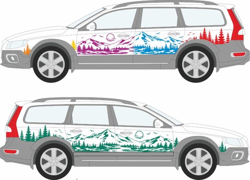Mountains sun car - 2x,