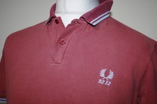 Fred Perry 5212 Mens Polo Shirt -M/L- Maroon/Sky - 60th Anniversary Workwear Top