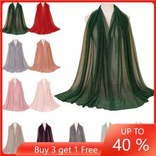 Plain Women Muslim Hijab Turban Shawl Long Scarf Head Wrap Scarves Islamic Stole