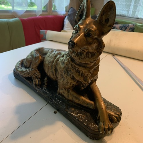 German shepherd plaster statue - german,
