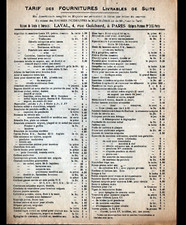 PARIS (XVI°) PRECISION WATCHMAKING SUPPLIES "F. LAVAL" rates early 1900