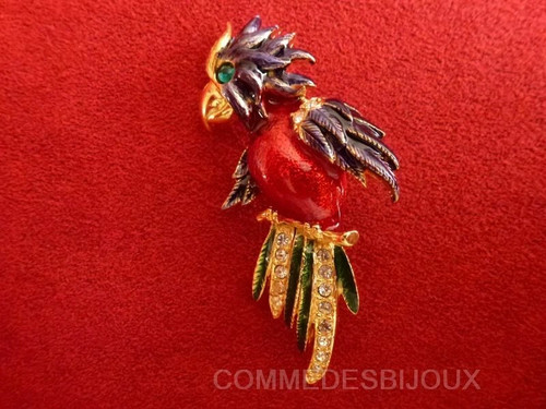 Broche vintage perroquet - broche,